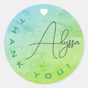 Sticker Rond Signature unique Green Marble Merci Business
