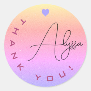 Sticker Rond Signature unique Rainbow Ombre Merci Business