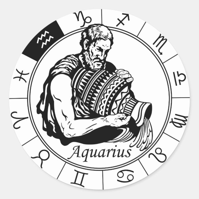 Sticker Rond signe astrologique du zodiaque aquarius (Devant)