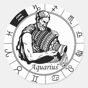Sticker Rond signe astrologique zodiaque d'aquarius
