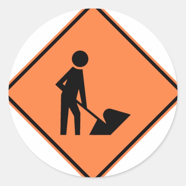 Sticker Rond Signe de construction de route de domaine (Devant)