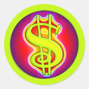 STICKER ROND SIGNE DE DOLLAR RÉTRO