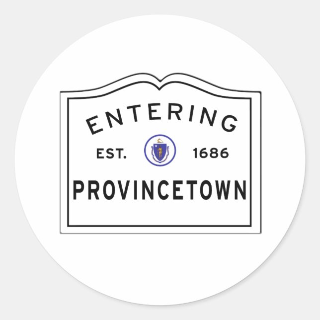 Sticker Rond SIGNE DE LA VILLE DE Provincetown MA (Devant)