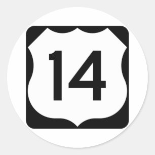 Sticker Rond Signe de l'itinéraire 14 des USA