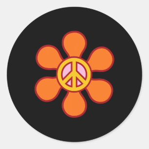 Sticker Rond SIGNE DE PAIX AMOUR 60s les années 70 Super hippie
