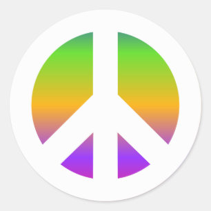 Sticker Rond Signe de Paix Arc-en-ciel Lumineux