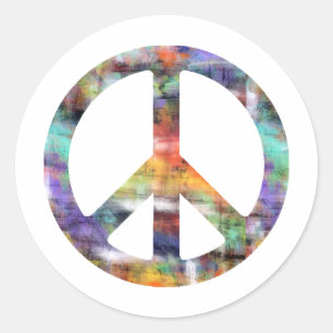Sticker Rond Signe de paix artistique