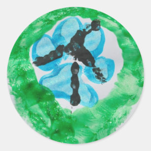 Sticker Rond signe de paix @PitBullSharky. Patte de chien, pied