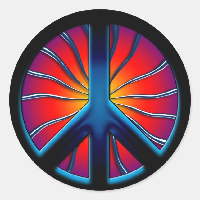 STICKER ROND SIGNE DE PAIX RETRO (Devant)