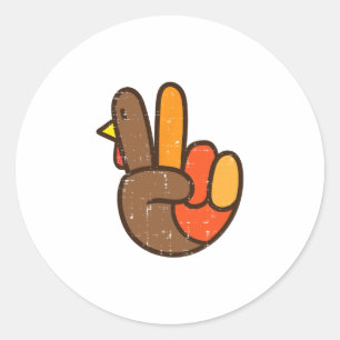 Sticker Rond signe de paix turquie main cool thansgiving hippie