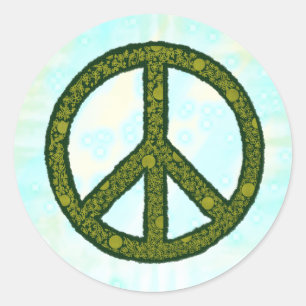 Sticker Rond Signe de paix vert