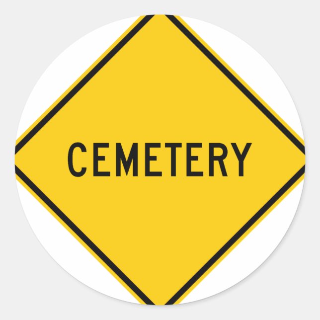 Sticker Rond Signe de route de cimetière (Devant)