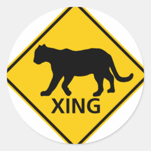 Sticker Rond Signe de route de croisement de panthère
