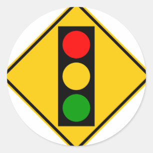 Sticker Rond Signe de route de feu de signalisation en avant