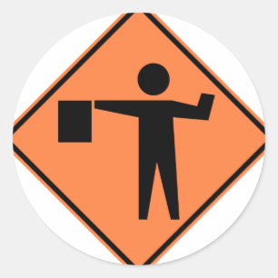 Sticker Rond Signe de route de signaleur en avant