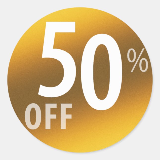 Sticker Rond SIGNE DE VENTE PUISSANT À 50 % | Or (Devant)