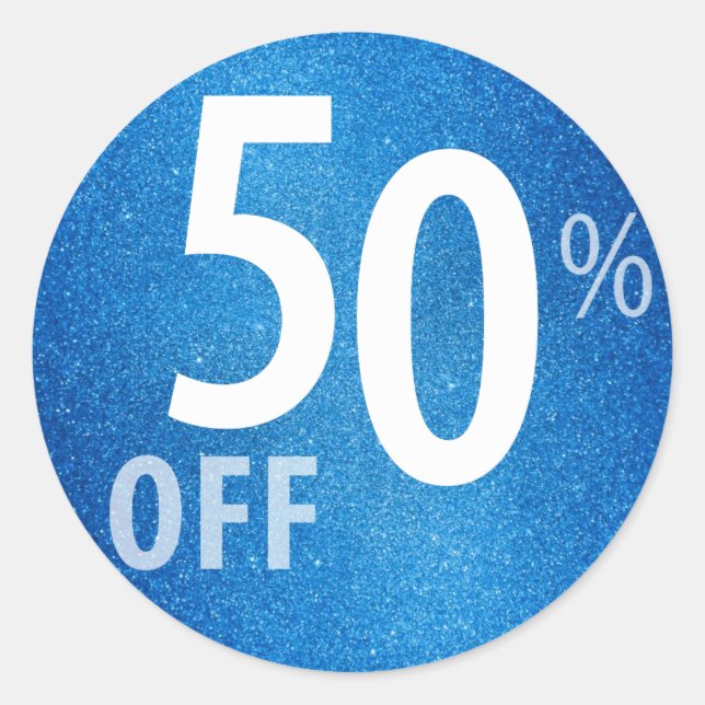 Sticker Rond SIGNE DE VENTE PUISSANT À 50 % | Parties scintilla (Devant)