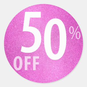 Sticker Rond SIGNE DE VENTE PUISSANT À 50 %   Parties scintilla