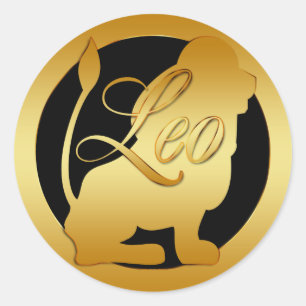 STICKER ROND SIGNE DE ZODIAQUE DE LION D'OR