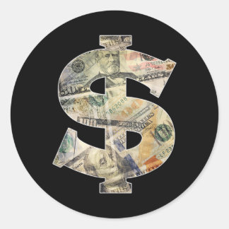 Sticker Rond Signe Dollar Argent Cool