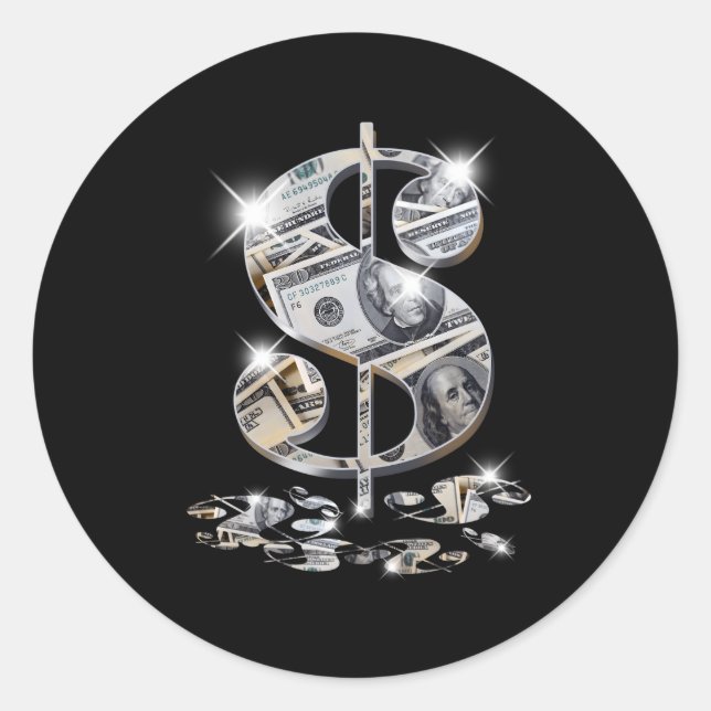 Sticker Rond Signe Dollar de la facture (Devant)