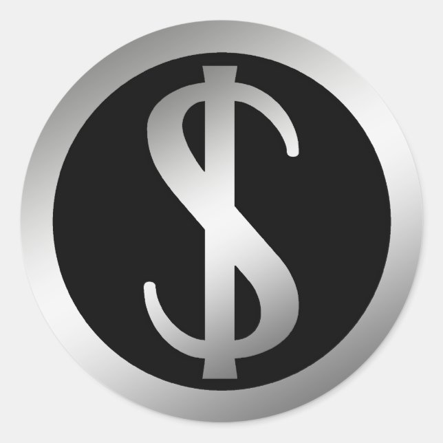 STICKER ROND SIGNE DOLLAR EN ARGENT (Devant)