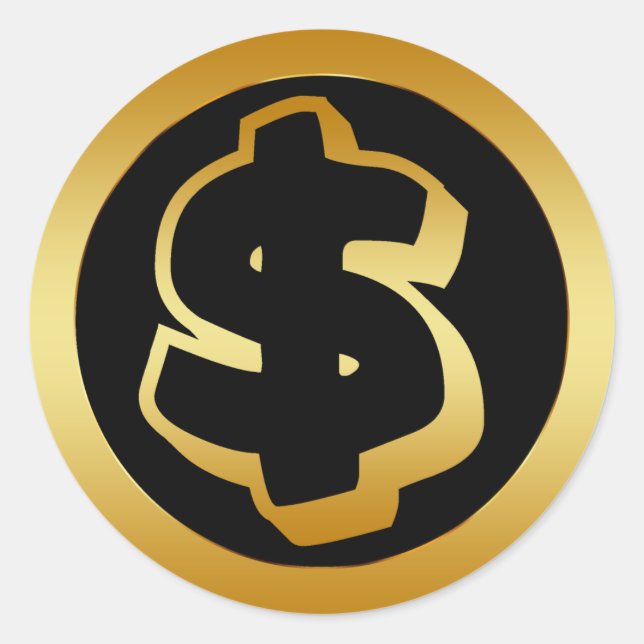 STICKER ROND SIGNE D'OR DOLLAR (Devant)