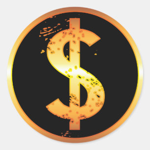 STICKER ROND SIGNE D'OR DOLLAR