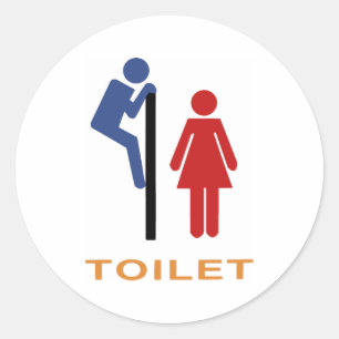 Sticker Rond Signe drôle de toilette
