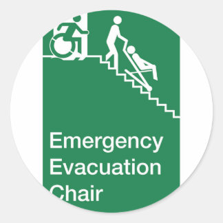 Sticker Rond Signe du fauteuil d'évacuation en fauteuil roulant