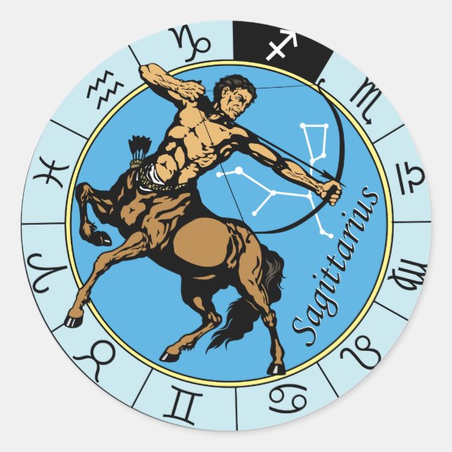Sticker Rond signe du zodiaque astrologique sagittaire (Devant)