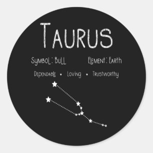 Sticker Rond Signe du zodiaque Taureau Constellation Cadeau d'a