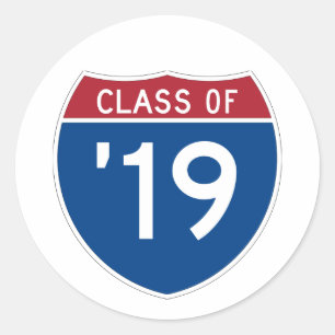 Sticker Rond Signe Interstate stylisé Classe de 2019