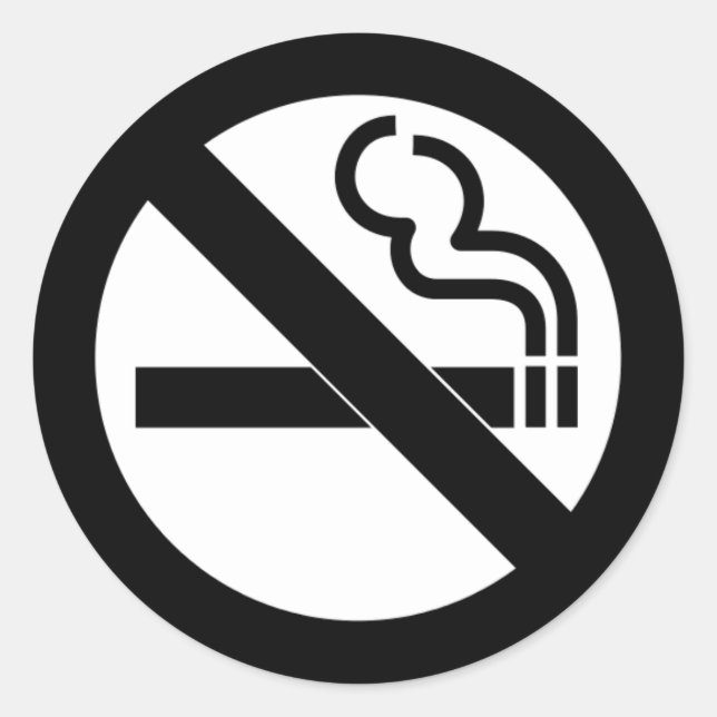 Sticker Rond Signe noir et blanc non fumeur (Devant)