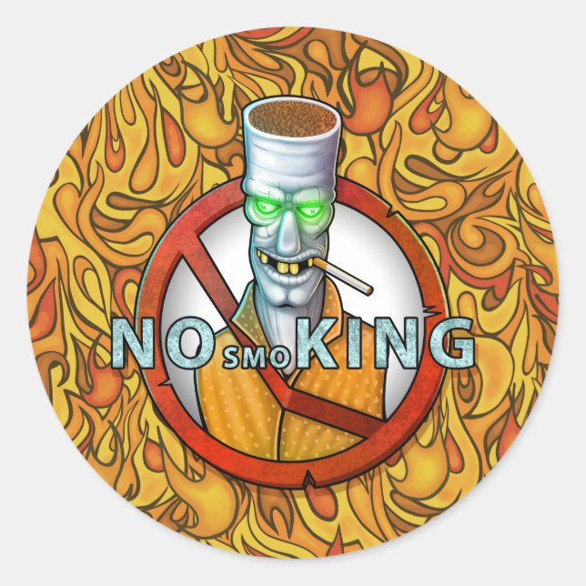 Sticker Rond signe non fumeur - drôle de caractère cigarette (Devant)