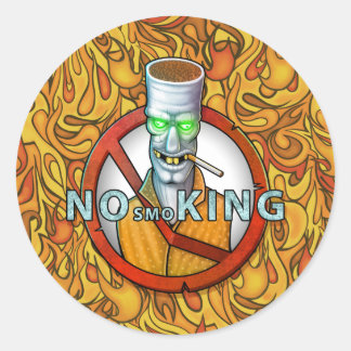 Sticker Rond signe non fumeur - drôle de caractère cigarette