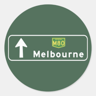 Sticker Rond SIGNE ROUTIÈRE DE Melbourne, Australie