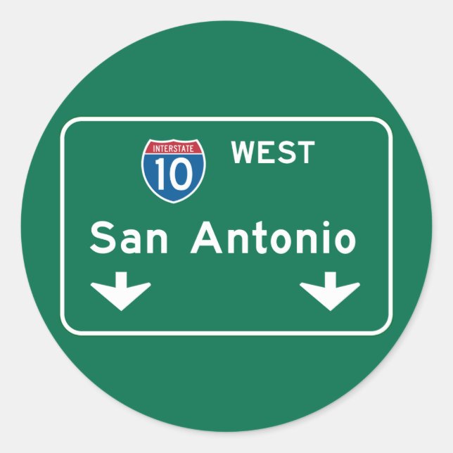 Sticker Rond SIGNE ROUTIÈRE DE San Antonio, TX (Devant)