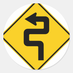 Sticker Rond Signe tordu de route de route en avant
