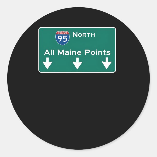 Sticker Rond SIGNE TOUS LES POINTS Maine Interstate 95 (Devant)