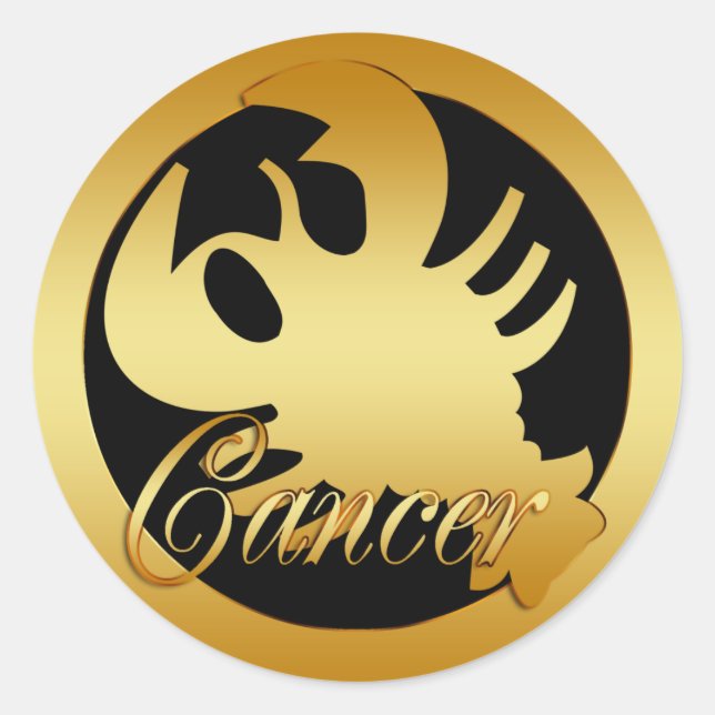 STICKER ROND SIGNE ZODIAC DU CANCER D'OR (Devant)