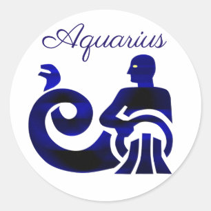 Sticker Rond SIGNE Zodiaque Aquarius Violet Horoscope Astrologi