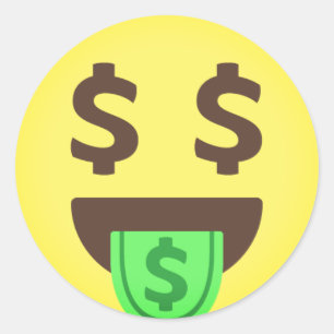 Sticker Rond Signes de dollars de l'argent Emoji