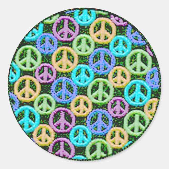 Sticker Rond Signes de paix tranquilles (Devant)