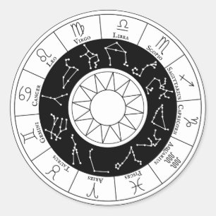 Sticker Rond Signes zodiaques Cercle noir et blanc