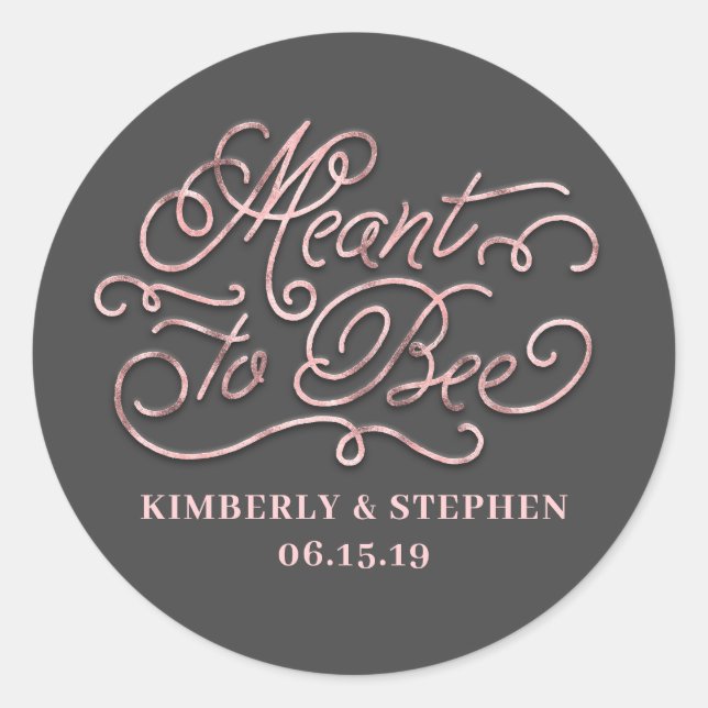 Sticker Rond Signifie Être Mariage Rose Or (Devant)