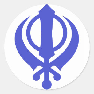 Sticker Rond Sikh Khanda bleu
