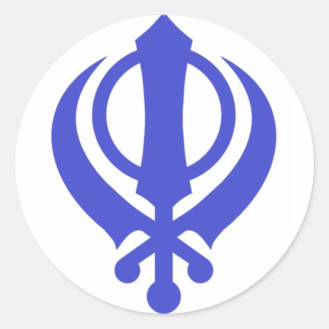 Sticker Rond Sikh Khanda bleu (Devant)