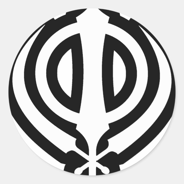 Sticker Rond Sikh Khanda Khalsa Sikhism Punjabi Design (Devant)