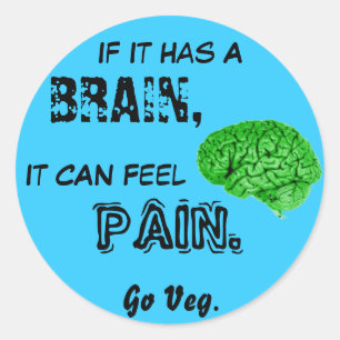 Sticker Rond S'Il A Un Cerveau, Il Peut Sentir La Douleur. Go V